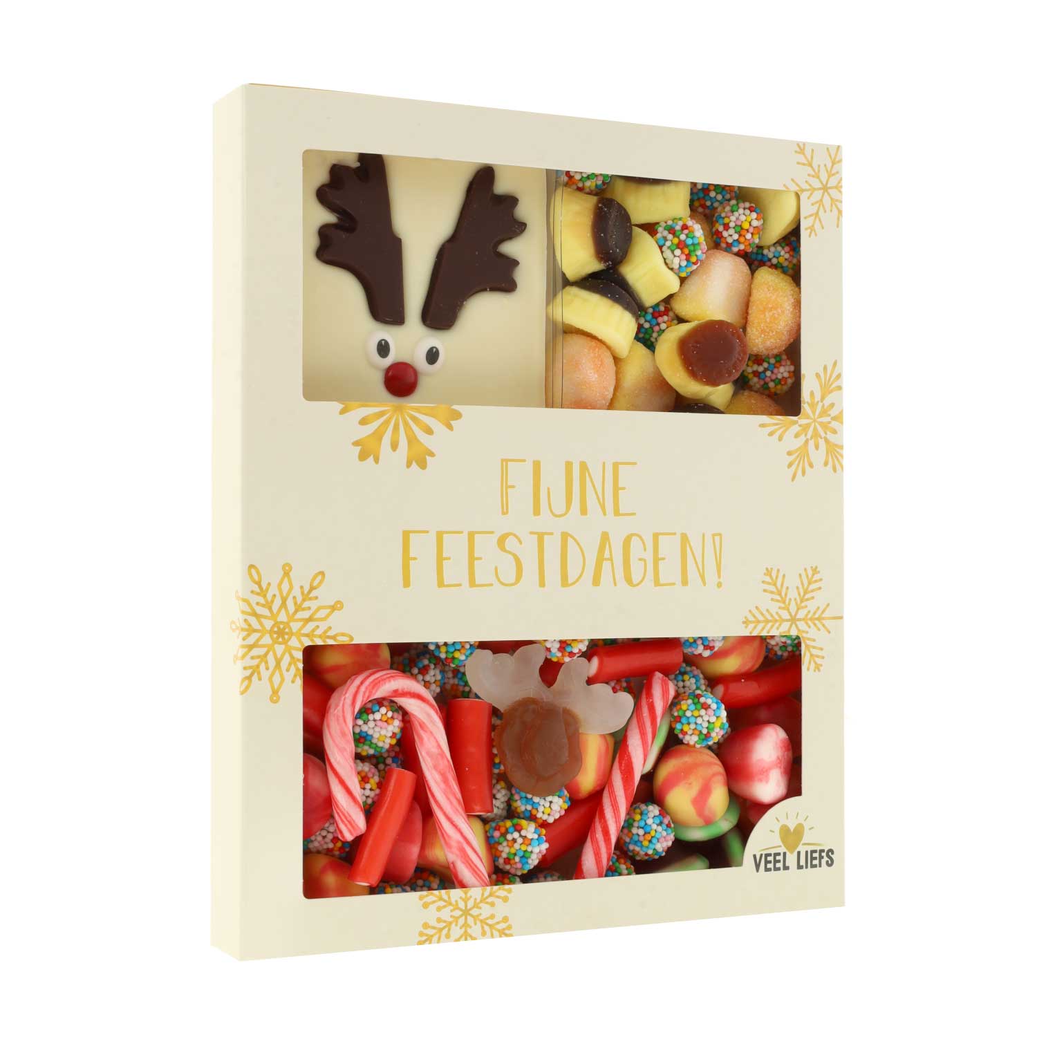 Cadeaupakket XL | Fijne Feestdagen | Rendier sneeuwster