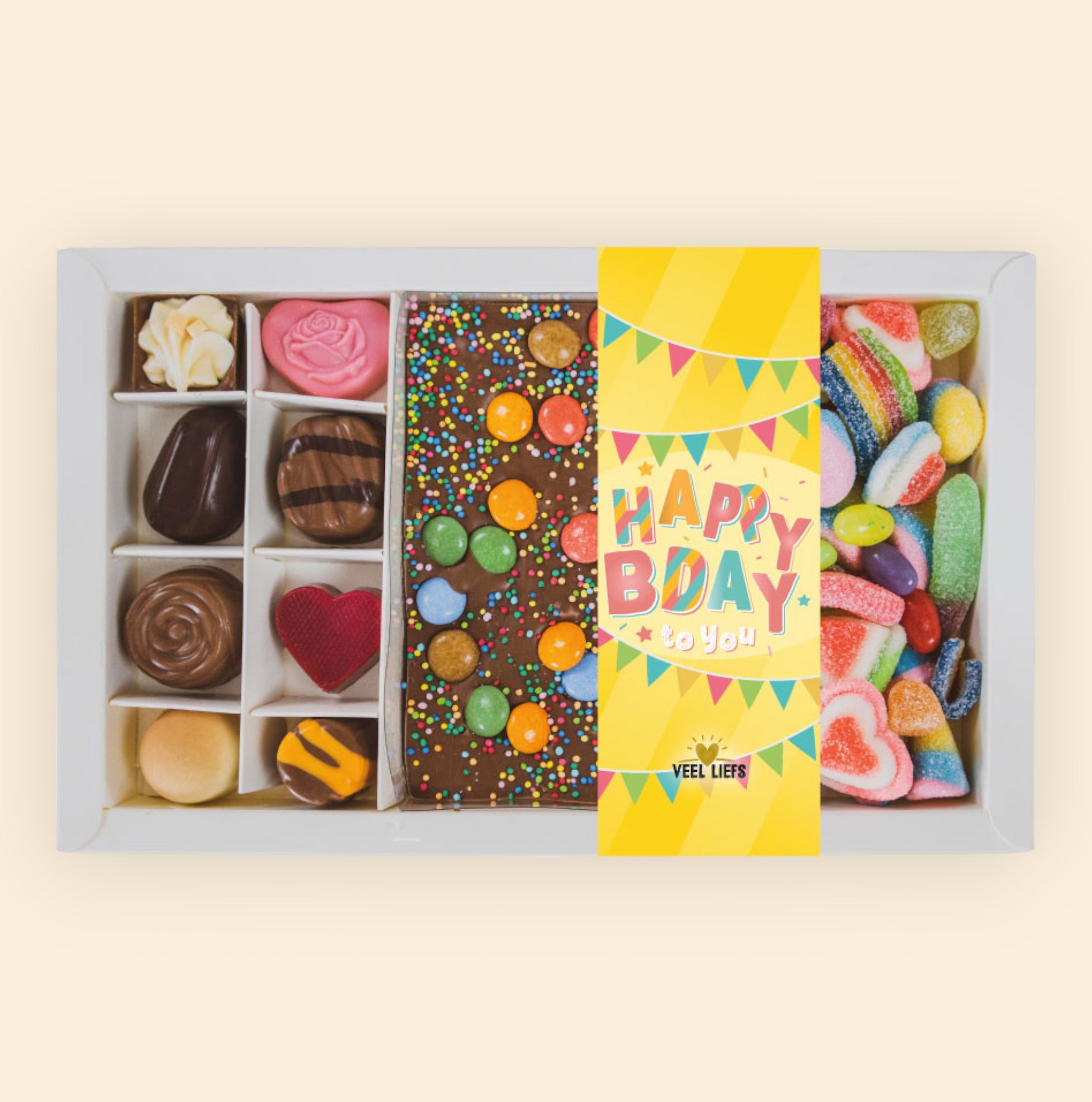 Cadeaupakket | Choco bar, Rainbow mix & bonbons