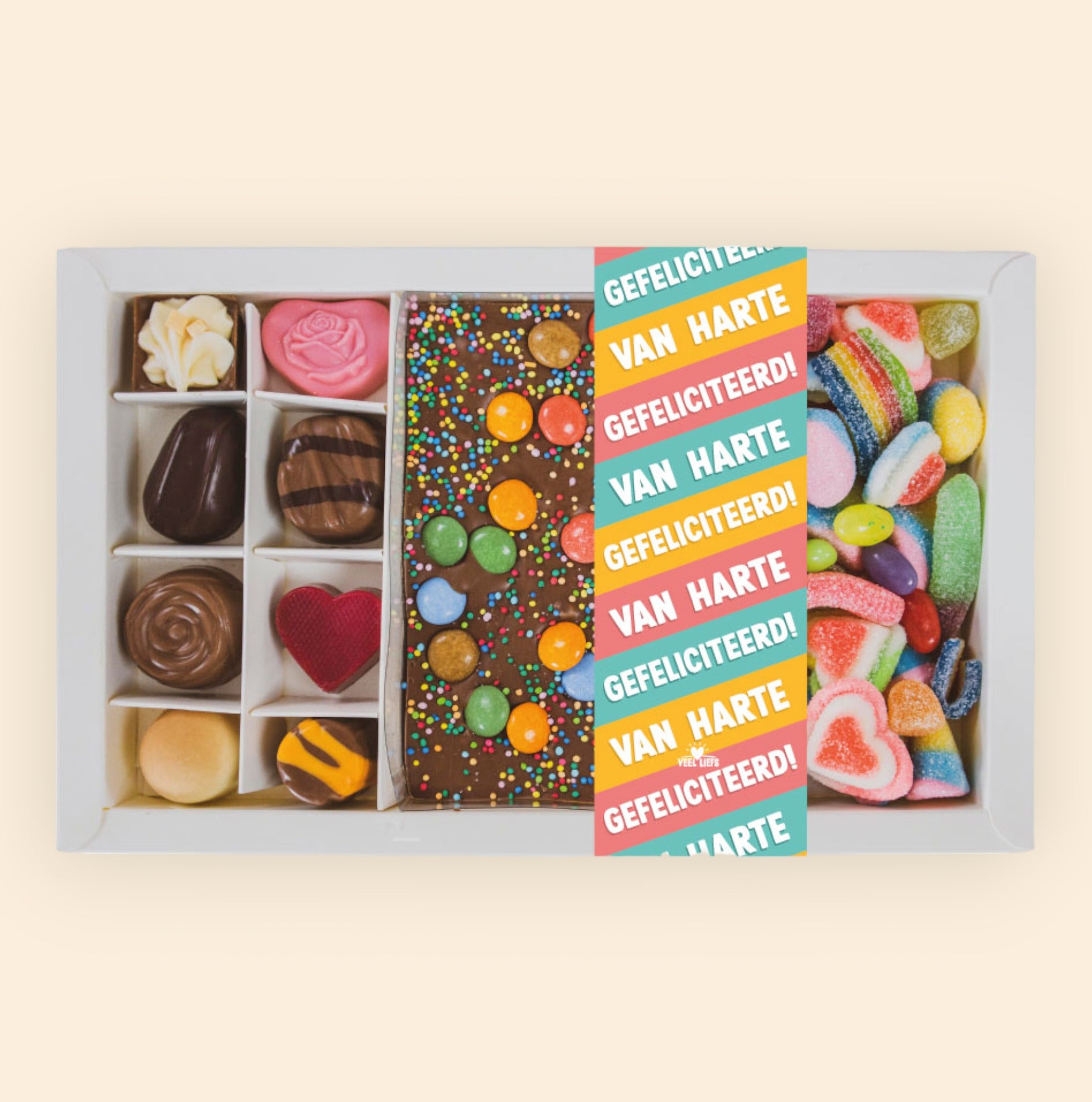 Cadeaupakket | Choco bar, Rainbow mix & bonbons