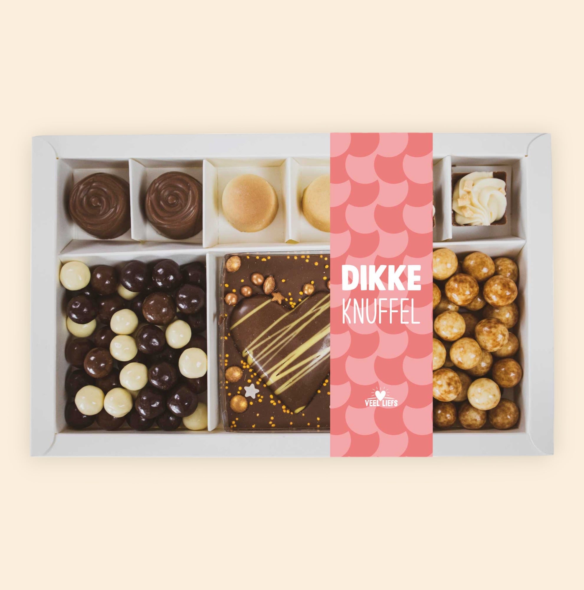 Cadeaupakket | Bonbons, choco bar hart & crunchy choco&