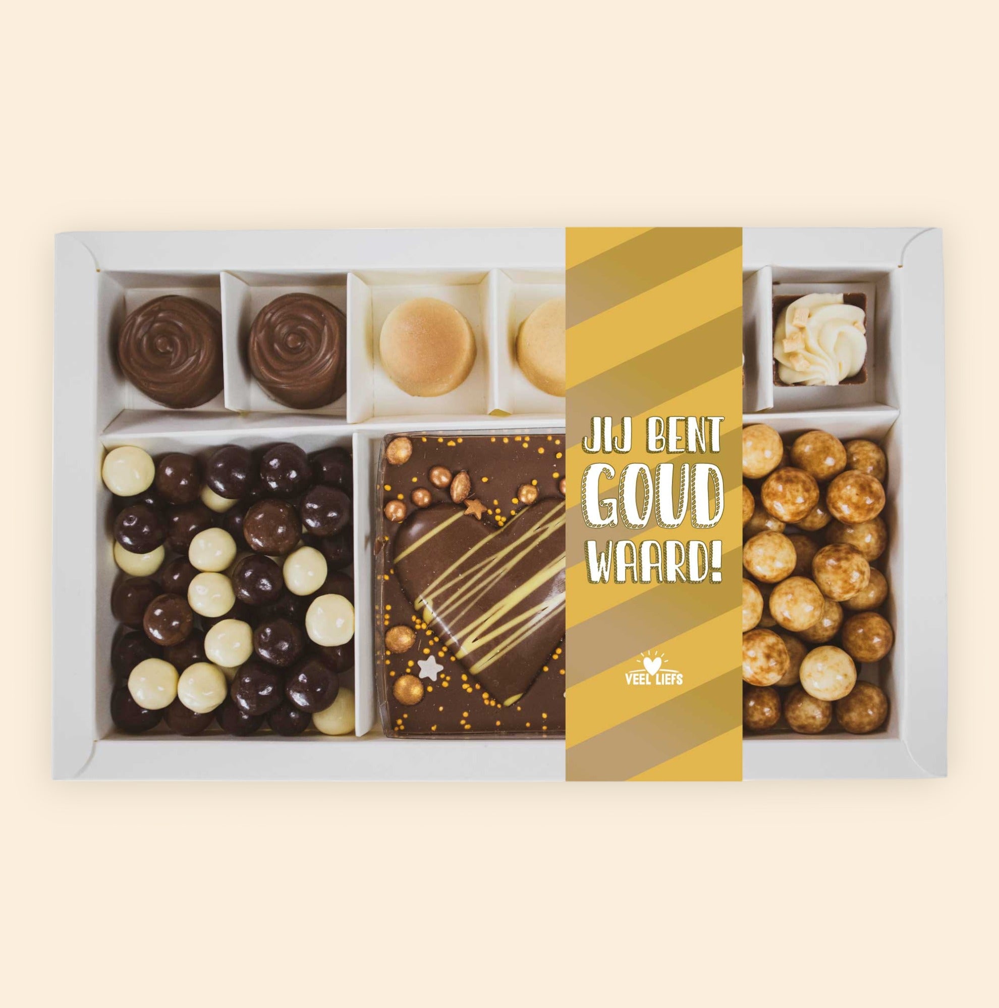 Cadeaupakket | Bonbons, choco bar hart & crunchy choco&