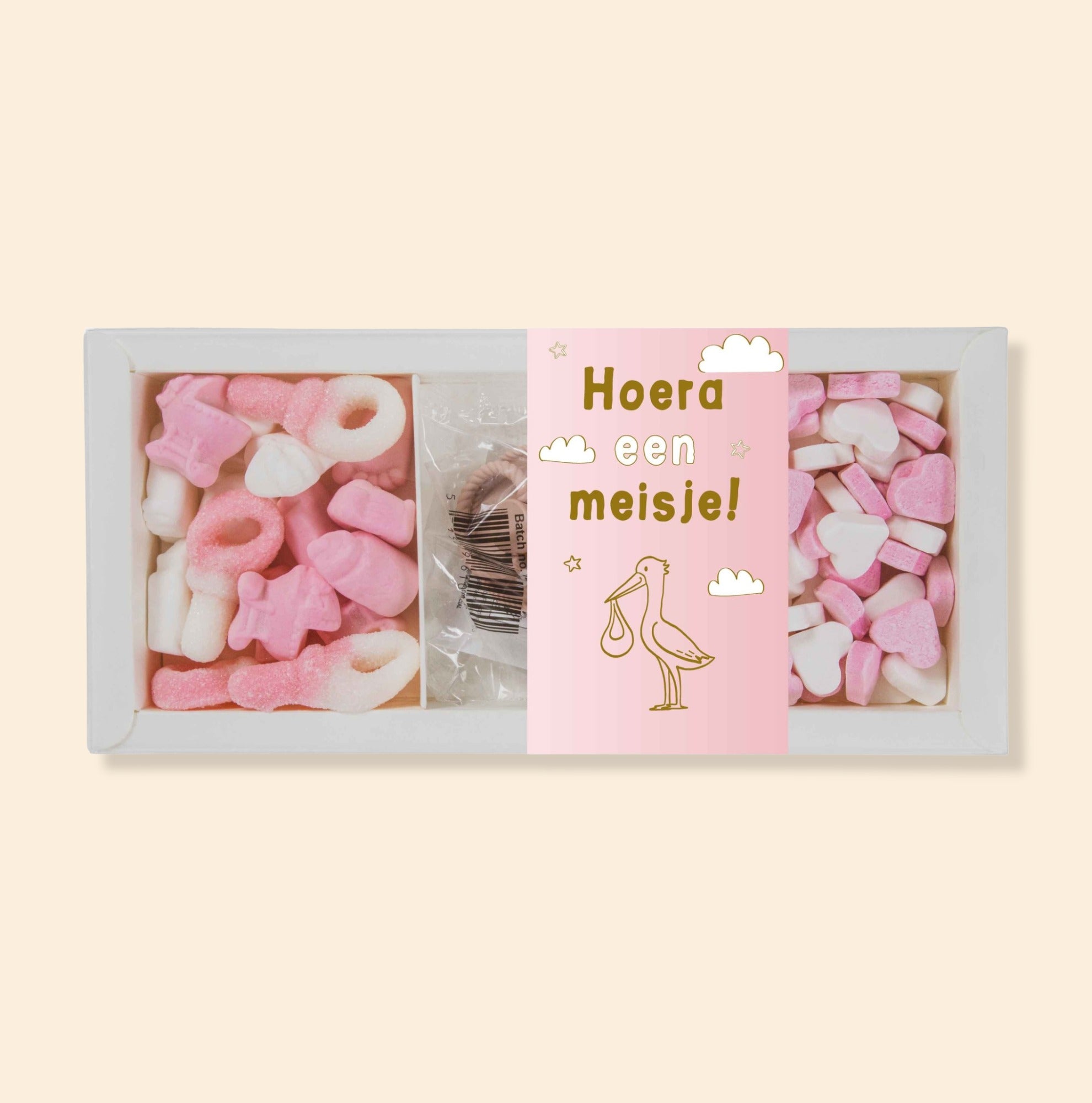 Cadeaupakketje | Baby roze (snoep, hartjes & speen)