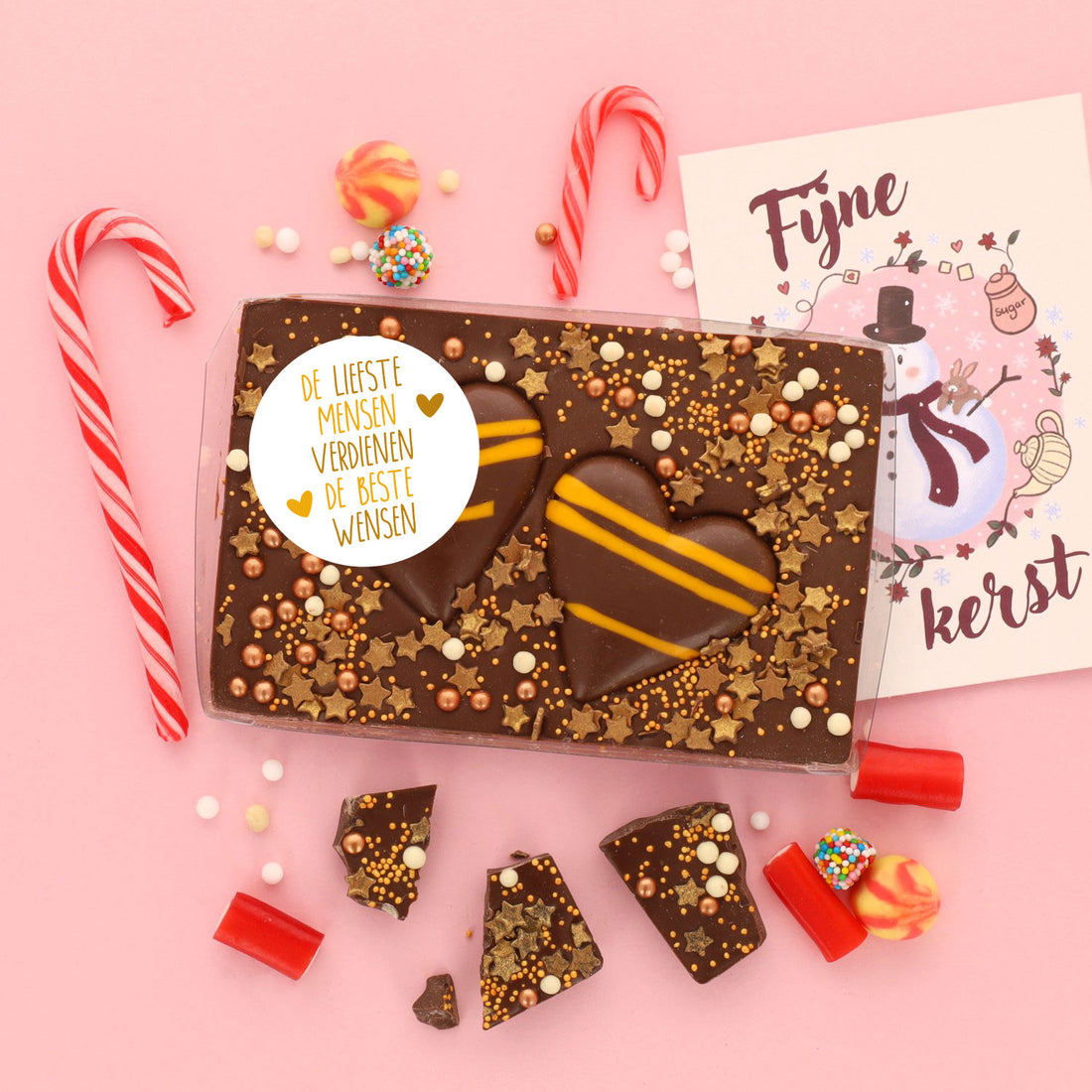 Chocolade bar | goud met harten | beste wensen liefste mensen