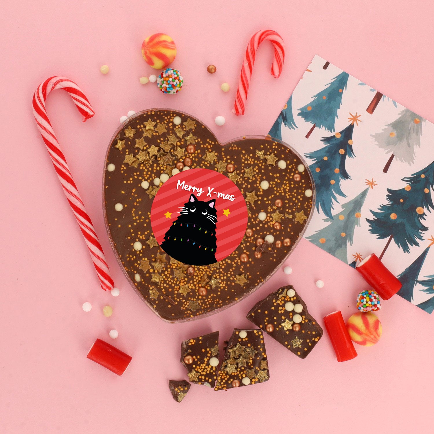 Chocolade hart | Goud | Merry Xmas kat