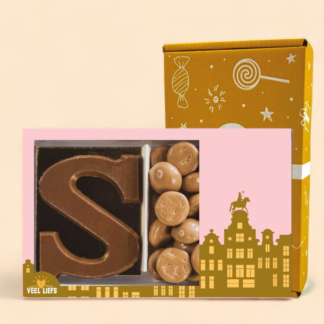 Duo setje | Chocoladeletter &amp; karamel zeezout kruidnoten