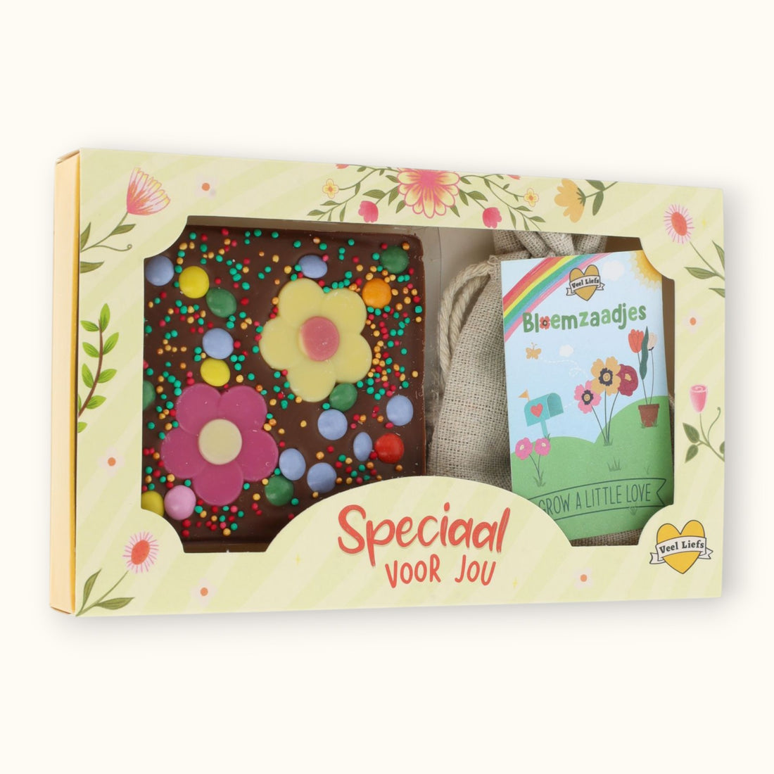 Cadeaupakketje | Bloemen &amp; chocolade