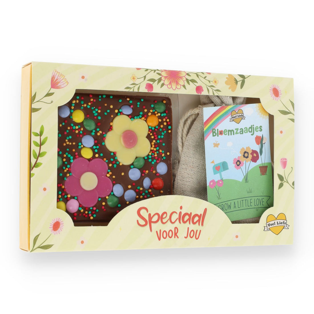 Cadeaupakketje | Bloemen &amp; chocolade