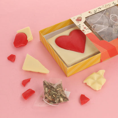 Cadeaupakketje | Kopje thee |chocolade hart wit