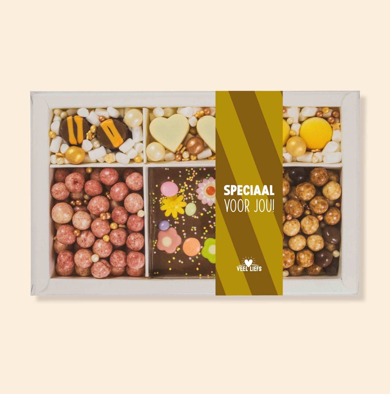 Cadeaupakket | Bloemenbar, bonbons, crunchy choco&